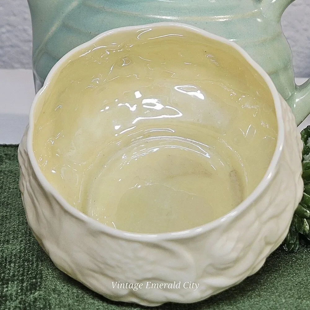 Vtg Belleek Lotus Open Sugar Bowl Yellow Interior 3rd Mark 1926-1946 Ireland